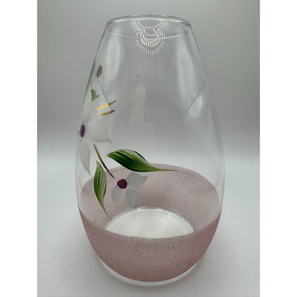 Vintage Bartlett Collins Frosted Sugared Glass White Flowers Gay Fad Vase - Picture 2 of 10